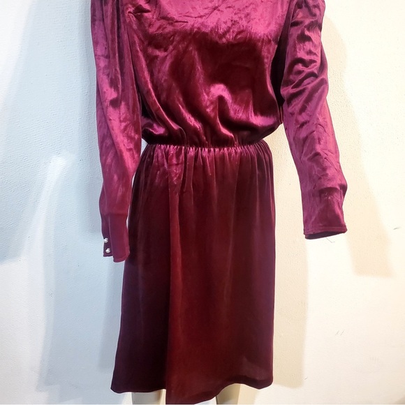 Vintage 70s 80s J.M. II Womens Size 8  Purple Velour Holiday Long Sleeve - Picture 5 of 12